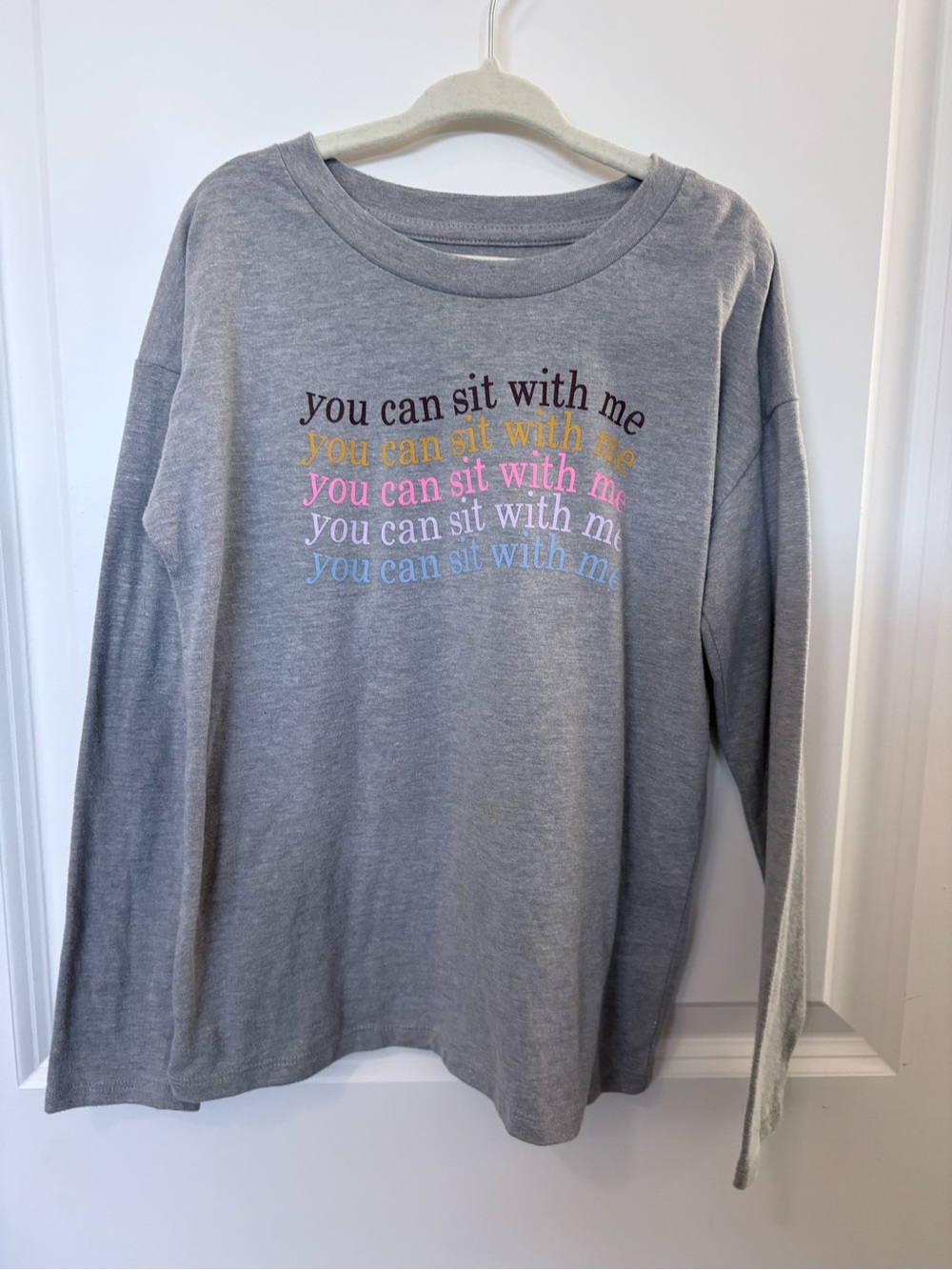 3/$10 - Girls' Gray Long-Sleeve Tee with Multicolor 'You Can Sit With Me' Print